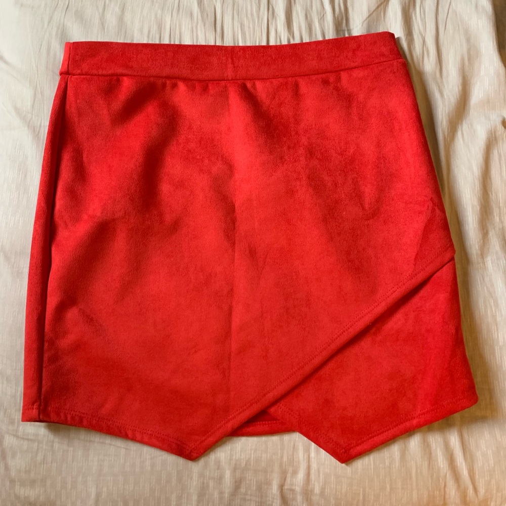 Suade, red mini skirt from Huxley + Harper.